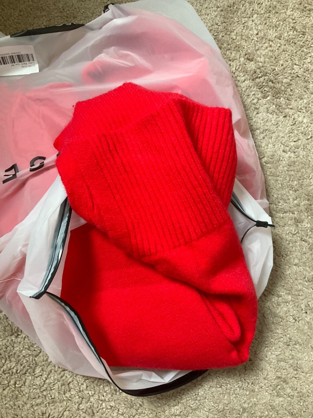 Plain Turtleneck Knit Pants Set Commense red set - Picture 4 of 4